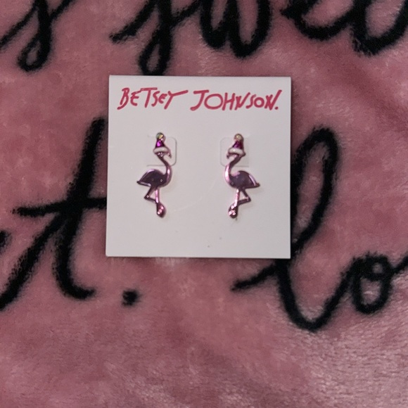 Betsey Johnson Flamingo Christmas Earrings and Acrylic Gingerbread Earrings - Picture 4 of 6